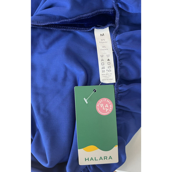 Halara Everyday Deep V-Neck Long Sleeve Velvet Mini Chill Dress Size M Blue New - Picture 10 of 10